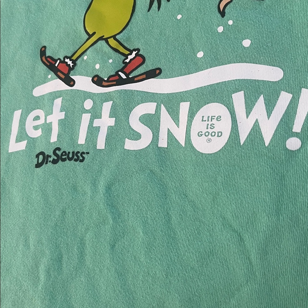 Life Is Good Mint Green Let It Snow Grinch Sweatshirt - Picture 3 of 5